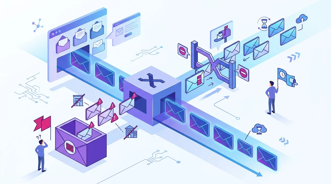 Illustration pour la question « Qu'est-ce qu'un bounce email, et quelle différence entre hard bounce et soft bounce ? »