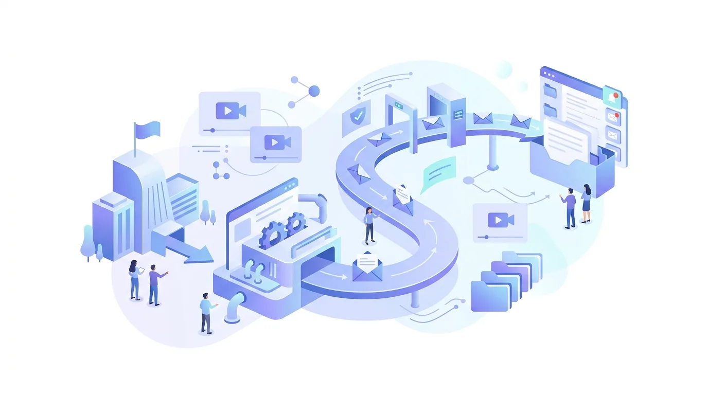 Illustration for the section “How EmailFlow OS sends: your Brevo account, your domain”