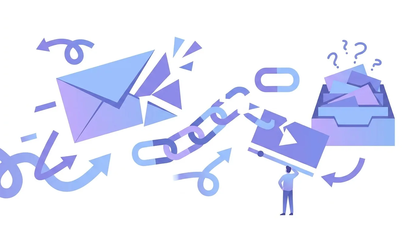 Ilustração para a seção “O que dá errado em uma sequência de e-mails”