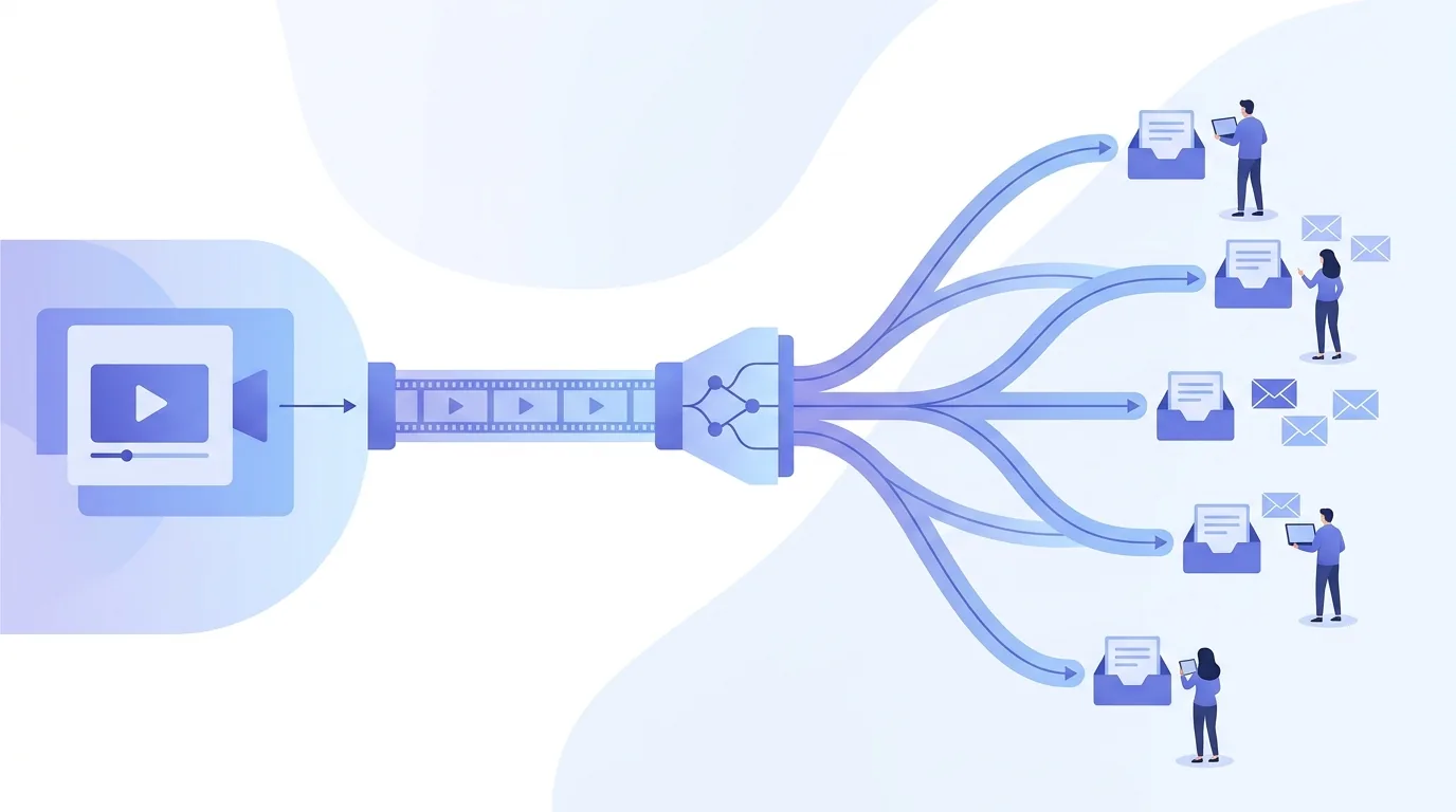 Illustration for the section “How EmailFlow OS sends one video to a whole prospect list”