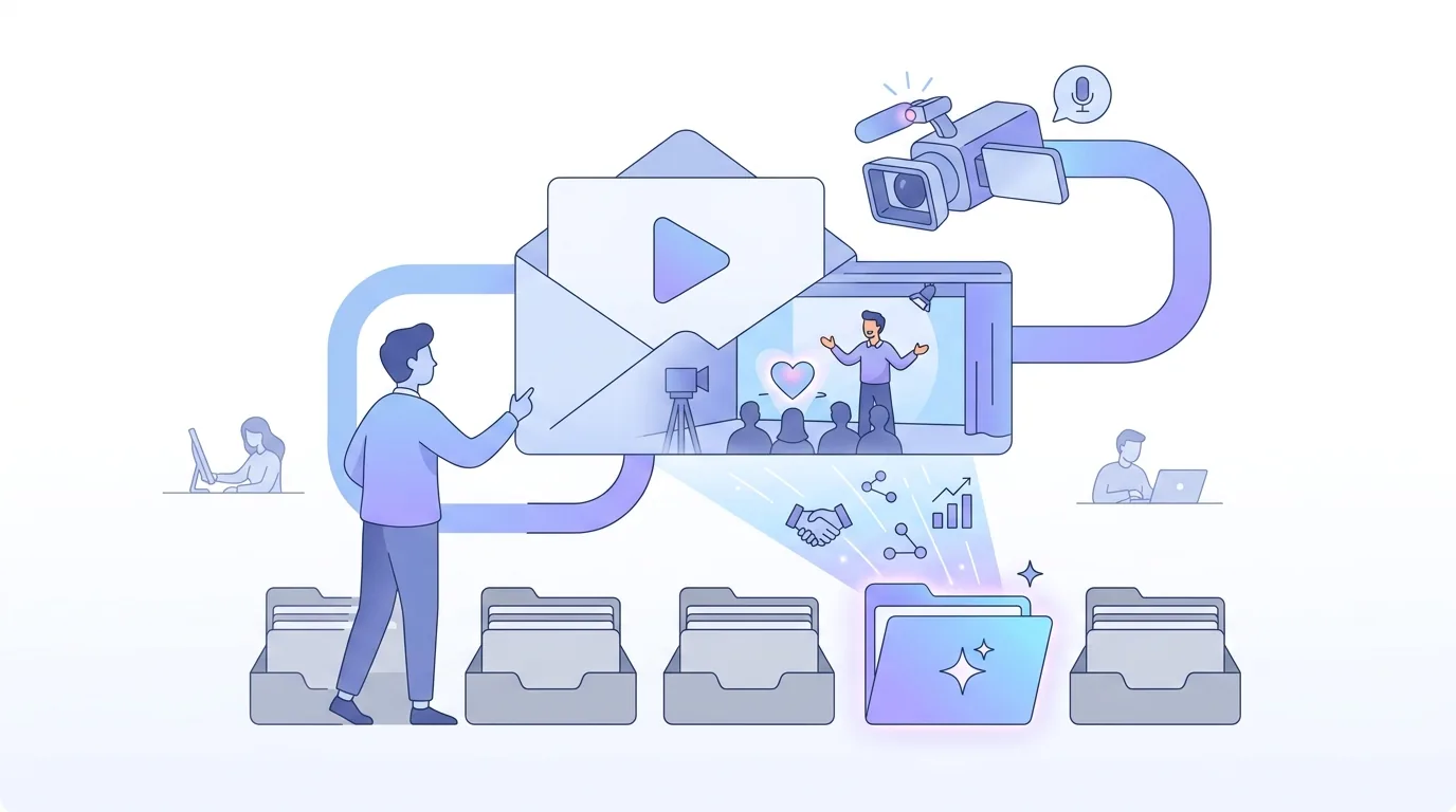 Ilustração para a pergunta “O que é um vídeo personalizado em cold email?”