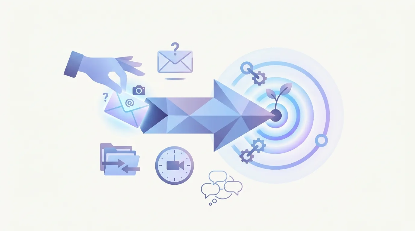 Illustration for the question “What should a sales outreach email say on first touch?”